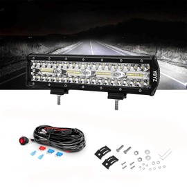 YBYZ 12inch 180W LED Light Bar, 18,000LM, 3-Row Flood/Spot Combo, Off-Road Fog Light for ATV, Truck, SUV, Jeep, Includes 12V Wiring Harness, 2-Year Warranty