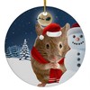 Festive Winter Night Pet and Snowman Ornament - Brown Hamster