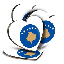 Destination Vinyl ltd Great Coasters (Set of 4) Heart - Kosovo Flag Map Drink Glossy Coasters/Tabletop Protection for Any Table Type #9043