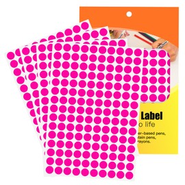 WANSTE 1/2 Inch Fluorescent Pink Dot Stickers,1500 Pcs Round Color Code Labels,Small Circle Price Sticker for Classroom Organization,Home,Office