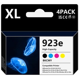 Kminoteh 923e Ink Cartridge (with Chip) Combo 4-Pack Compatible for HP 923e 923 Ink Cartridge for OfficeJet Pro 8130 8135e 8138e 8139e 8120 8123 8122e OfficeJet Pro 8135e 8139e Printers (Not OEM)
