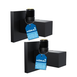 kör4u Set of 2 design angle valves, 1/2 x 3/8 inch, black matt, square water shut-off valve, with quick release for bathroom and kitchen, including rosettes