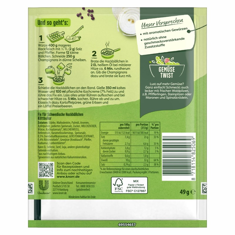 Knorr Fix swedisch meatballs (Schwedische Hackbällchen Köttbullar) (Pack of 4)