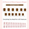 Short False Nails French Tip - 24pcs Short Square Press