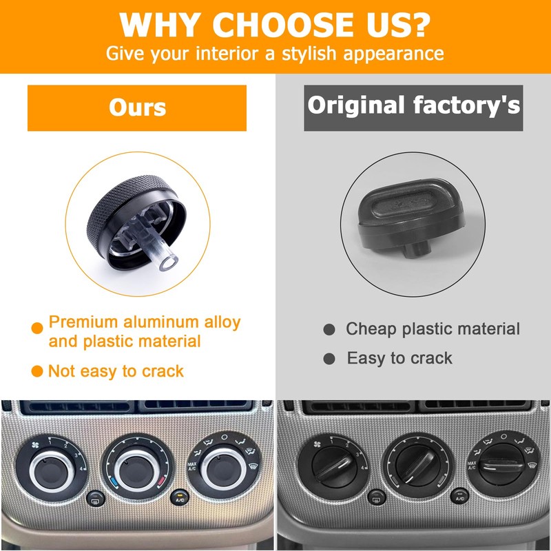TOPINSTALL Stylish A/C Switch Knobs Compatible with 2002-2010 Ford Explorer