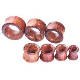 Longbeauty 2Pair Vintage Brown Natural Wood Double Flared Hollow+Saddle Tunnels Ear Plugs Stretcher Gauges 16MM=5/8"