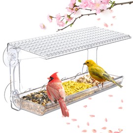 SUNALLY SUNALLY Window Bird Feeder for Outdoors, Clear Bird Feeders Window Mounted with Strong Suction Cups, Transparent Bird House Outside Wild Bird Watching for Garden, Yard, Elderly Kids Viewing
