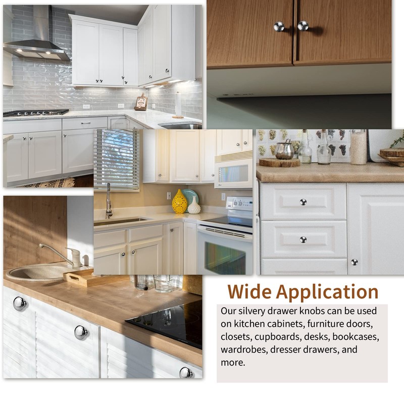 Fansunta 30 Pieces 1-1/5 inch Silvery Cabinet Knobs Drawer knobs