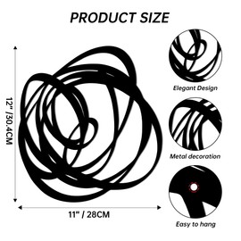 Abstract Black Metal Wall Art, Modern Line Sculpture for Living Room