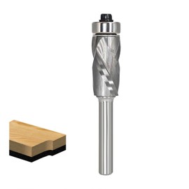 Compression Top Bearing Flush Trim Router Bit 1/4 Shank - 1/2" Cutting Dia, 1“ Cut Height, Carbide Spiral Up-Down Pattern Template Flush Cut Router Bit, for Wood Trimming