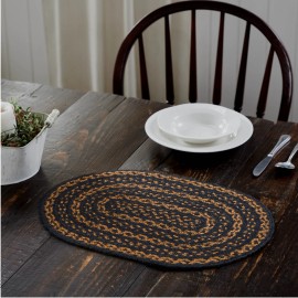 VHC Black & Tan Jute Placemat 12x18~ Rustic Farmhouse