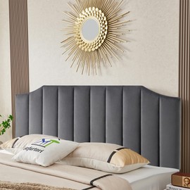 Befurtori Velvet Upholstered King/Cal King Headboard, Tufted Headboard for King/Cal King Size Bed, Featuring High-Density Sponge Padding Luxury Texture Easy Assembly Comfort and Style, Dark Gray