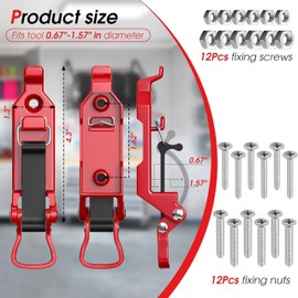 6 Pcs Shovel Mount for Roof Rack,Metal Rubber Shovel Holder Wall Mount Brackets,Quick Release Axe Holder Mount Kit,Roof Rack Accessories Tools forOffroad,Truck,Axe,Boats (Black with Red)