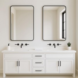 2-Pack Black Bathroom Mirror for Over Sink, 24"x36" Rectangular Wall Mirrors with Rustproof Metal Frame, Rounded Corners, Modern Vanity Mirror, Hangs Horizontal or Vertical