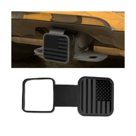 LKAHG American US Flag Trailer Hitch Cover, 2 Inch Vehicle Hitch Tube Plug Insert Protector, Auto Exterior Towing Hitch Plug Protective Accessories, Universal for Truck Tow Trailer (Black)