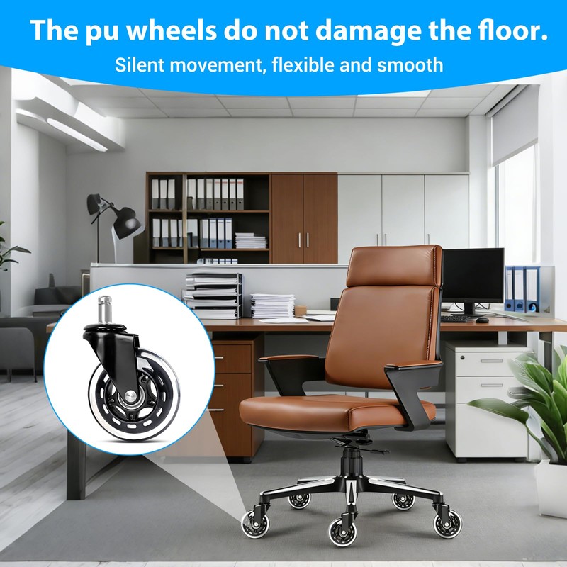 5 Pack Heavy Duty Rubber Office Chair Caster Wheels, Universal