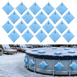 20 Pack Pool Cover Weights with Hooks, 500D PVC Pool Cover Hanging Bags