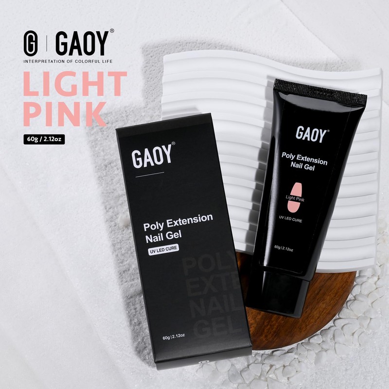 GAOY Poly Gel, 60g Nail Extension Gel, Light Pink Builder