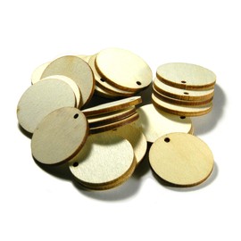 30 Big 1 1/4 inch Round Blank Wood Slice Pendants in Natural Brown Color w/Hole