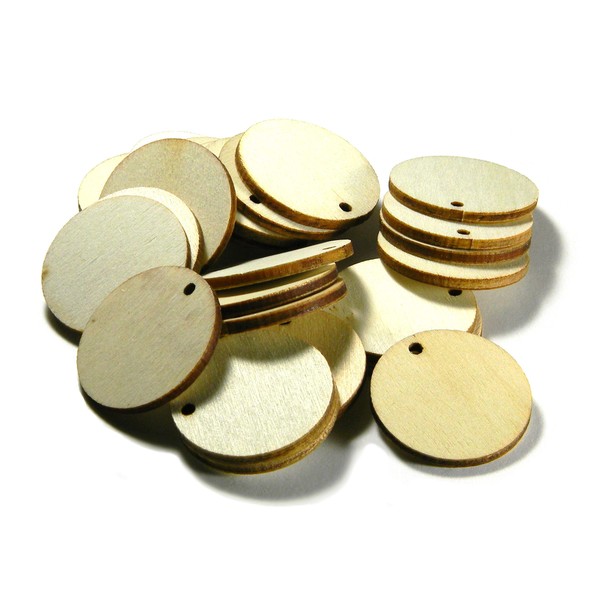 30 Big 1 1/4 inch Round Blank Wood Slice Pendants
