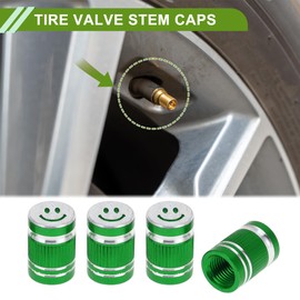 HOPESPANNER Tire Valve Stem Caps Dustproof Green Tyre Valve Dust Covers 7x17mm Aluminum Alloy 4 Pcs