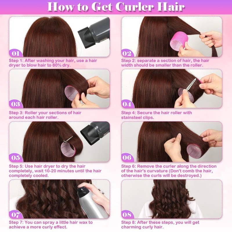 Hiving Hair Curlers Rollers with Clips, 28 Pcs Self Grip