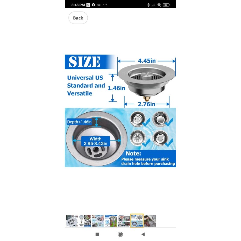 hibbent Stainless Steel 3 in 1 Kitchen Sink Drain Strainer