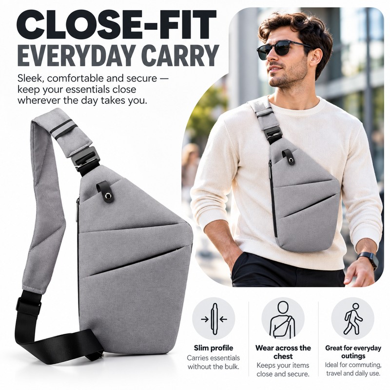 Ultra-Thin Crossbody Chest Bag for Daily Carry – Soft Sling