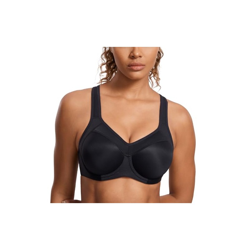 SYROKAN Sports Bra Non-Sway Large Size High Support Molded Cup
