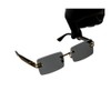 Street Knitted Stylish Square Rimless Gold Frame Stylish Dark Gray