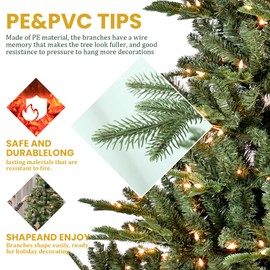 leheyhey Advanced Christmas Tree Pre-lit 5FT Simulated Spruce 1122Tips Steel Wire Memory Tree Branches with 350 Tungsten Filament Lamps Holiday Parties Must Giant Bottom Skirt Christmas Tree