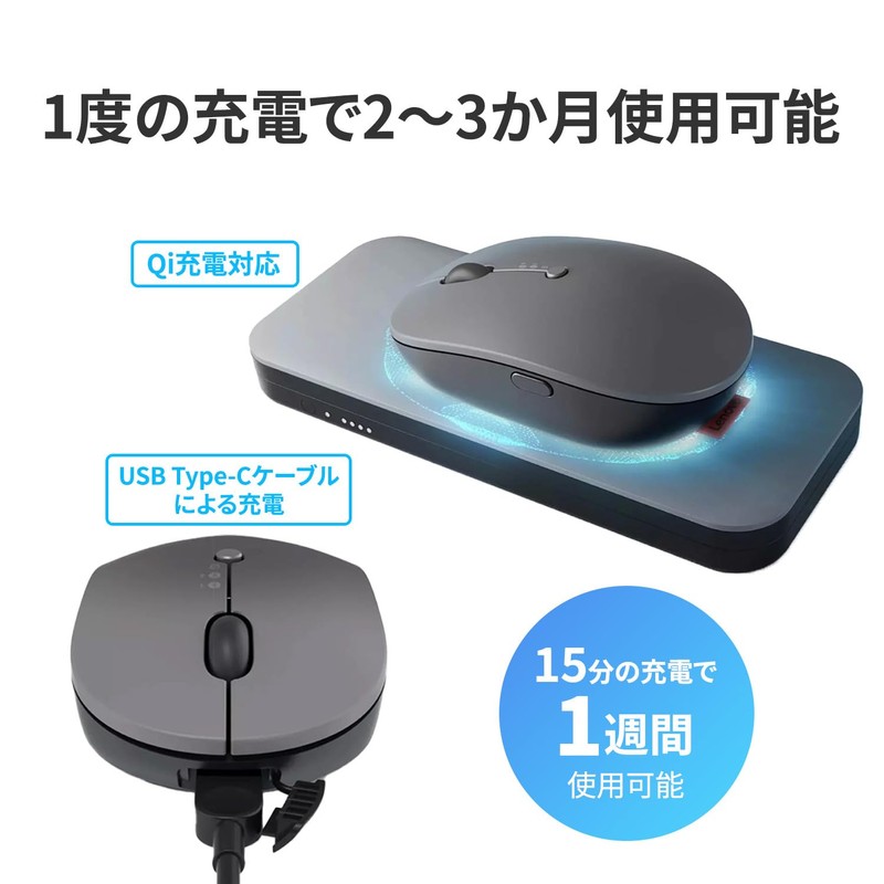 Lenovo 4Y51C21217 Go USB Type-C Wireless Multi-Device Mouse, Black, Wireless