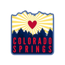 Die Cut Sticker Colorado Springs, Colorado, Heart and Treeline Mountains, Contour Vinyl Sticker 1 to 3 inches (Waterproof Decal for Cars, Water Bottles, Laptops, Coolers), Small