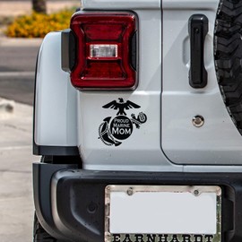 Vinyl Wall Art Decal - Proud Marine Mom - 5.5" x 5.5" - Modern Motivational Quote Sticker for Bedroom Mirror Notebooks Laptops Bumper Stickers Car Windows Decor (Black)