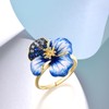 Santuzza 925 Sterling Silver Orchid Ring Blue Spinel Enamel Blue