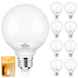 winshine G25 LED Bulb Globe Shape E26 Medium Screw Base, 5W 60W Equivalent 8 Pack LED Vanity Light 2700K Warm White Idear for Bathroom Vanity Makeup Mirror, Bedroom Lights,500LM, Non-dimmable