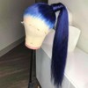 Maycaur Long Straight Dark Blue Lace Front Wigs Pre Plucked