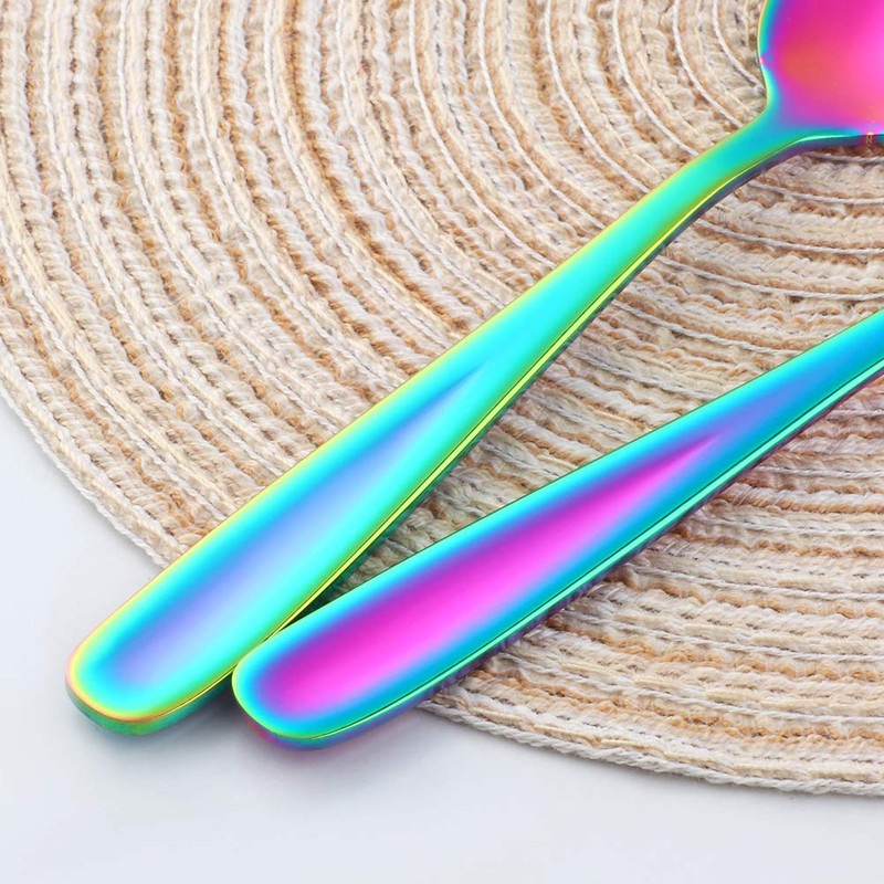BISDARUN 8-Piece Stainless Steel Coffee Spoon, Rainbow Teaspoon, Dessert Spoon,