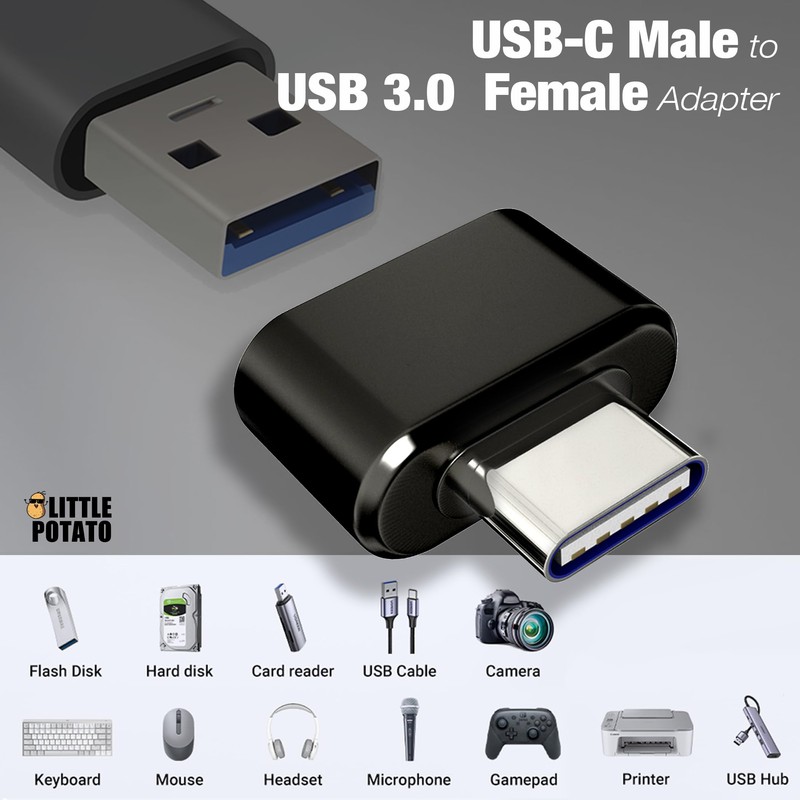 little potato USB C to USB Adapter (2 Pack), USB-C