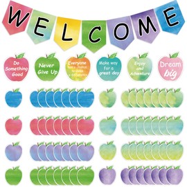 Back to School Watercolor Apples Welcome Banner Bulletin Board Decorations Welcome Back to School Bulletin Board Apples Motivational Cutouts Classroom Decor School Holiday Bulletin Board Decor