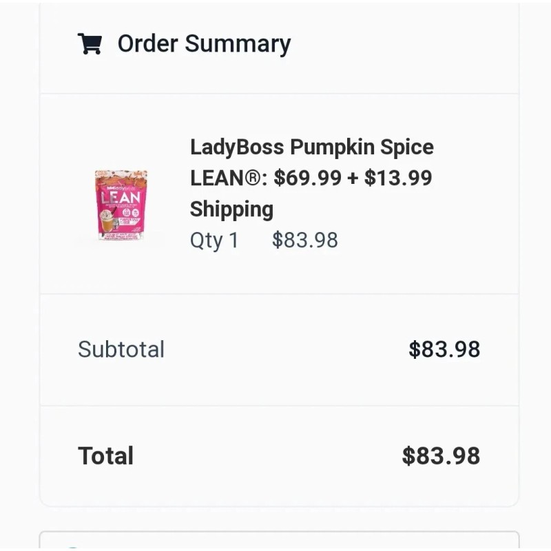 Lady Boss Lean Protein Powder - VANILLA CAKE - New,