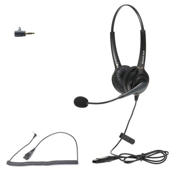 OvisLink Dual Ear 2.5mm Call Center Headset for Cisco SPA