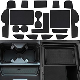 LOCOY Center Console Liner for Honda CRV Accessories 2023 2024 2025, for CR-V Cup Holder Mat, Coaster Trim, Non-Slip Dust Interior, Door Slot Pad, Custom Rubber Decoration Insert (17pcs, Black Trims)
