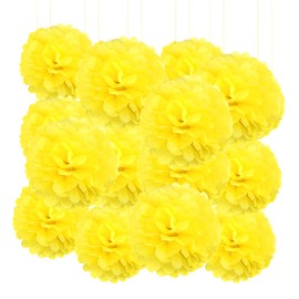 20pcs Tissue Paper Pom Poms - Yellow - 6 Inch - Tissue Paper Pompoms for Engagement, Wedding, Birthday Party Deco