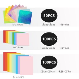 Daily Treasures 250 Sheets Origami Paper Set,100 A4 Colour Paper+100 Origami Paper (15cm)+50 Iridescent Glitter Origami Paper,Paper Arts and Crafts,70gsm Coloured Paper,Handmade Origami Paper for DIY