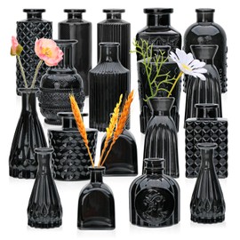 Brajttt Glass Bud Vase Set of 18,Glass Vintage Vases for Flowers,Black Bud Vases in Bulk for Rustic Wedding Decor,Table Centerpieces,Decor Centerpiece for Bathroom