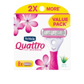 Schick Quattro Womens Schick Quattro Womens Razor for Shaving Refllls, Razors for Women Value Pack, Ladies Razors for Legs - 8 Count