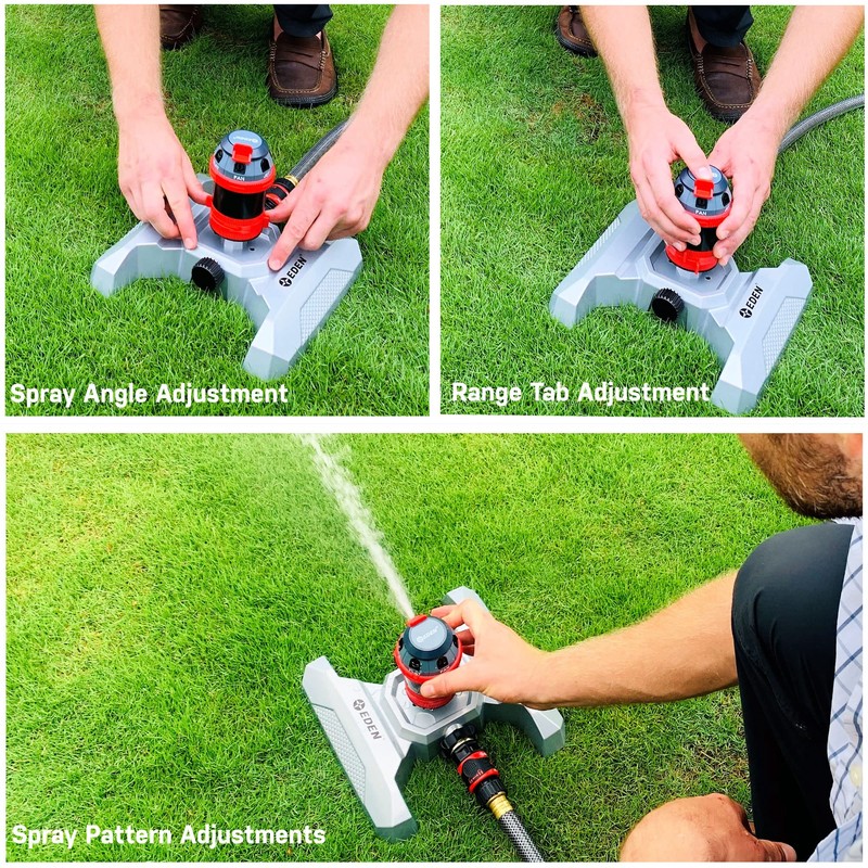 Eden 16039 Adjustable 6-Pattern Mobile Rotary Gear Drive Lawn &