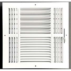 HBW 12"x 12" (Duct Opening Size) 4-Way Stamped Face Steel Ceiling/sidewall Air Supply Register - Vent Cover - Actual Outside Dimension 13.75" X 13.75"