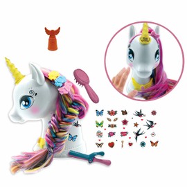 Lexibook - Interactive Style Head Unicorn to Sublimate, Long and Silky Hair, Interactive, Magic musics with Set of Accessories, for Kids 3+ - SHUNI